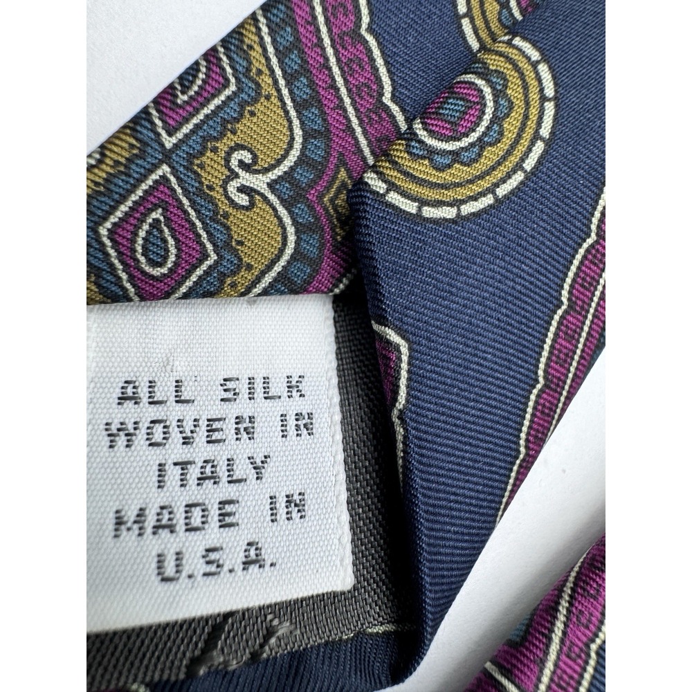 Vintage 1980s Henry Grethel Paisley Silk Tie - Woven in Italy Made in USA - Picture 6 of 6